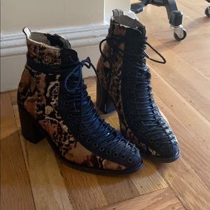 Free people leopard printed fur and leather boots